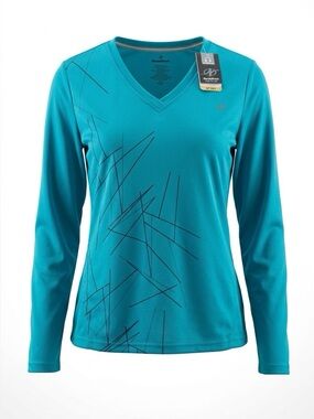 NORDIC TRACK DRI LONG SLEEVE MESH TEE CANEEL PRINT SIZE LARGE